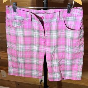 Nike Women's Pink Checkered Golf Bermudas